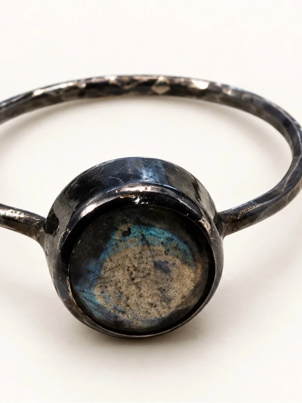 Labradorite and oxidized silver ring- 5.5